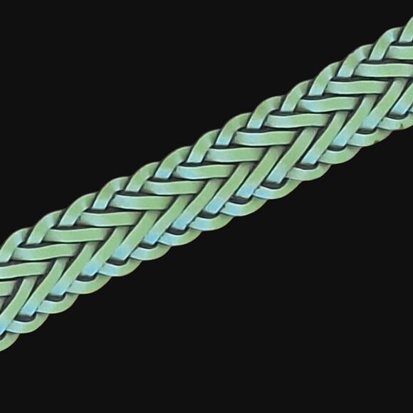 Capezio Vintage Green Leather Braided Belt XXL Chrome Buckle Argentina 2X - Picture 9 of 16